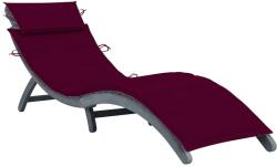 vidaXL szürke tömör akácfa napozóágy párnával (3064053) - vidaxl