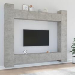 vidaXL 8 részes betonszürke szerelt fa TV-szekrényszett (3114241) - vidaxl