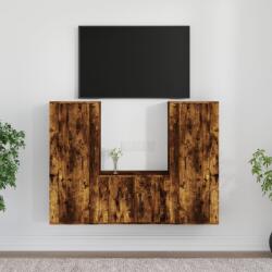 vidaXL 3 részes füstös tölgy színű szerelt fa TV-szekrényszett (3188747)