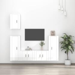 vidaXL 5 részes magasfényű fehér szerelt fa TV-szekrényszett (3188776)