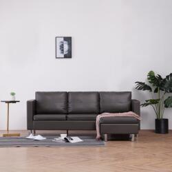 vidaXL Canapea de 3 locuri cu perne, gri, piele ecologică (282206) Canapea
