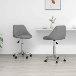vidaXL Scaune de bucătărie pivotante, 2 buc. , gri, piele ecologică (335204)