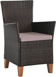 vidaXL Scaune de exterior cu perne, 2 buc. , maro, poliratan (44099)