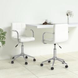 vidaXL Scaune de masă pivotante, 2 buc. , alb, piele ecologică (334821)