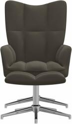 vidaXL Scaun de relaxare cu taburet, gri închis, catifea (328129)