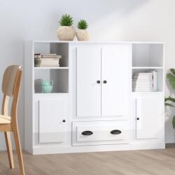 vidaXL Dulapuri înalte, 3 buc. , alb extralucios, lemn prelucrat (3185321) Comoda