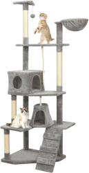 vidaXL Ansamblu pisici, stâlpi din funie sisal, gri deschis, 191 cm (170988)