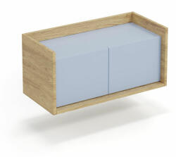 Halmar MOBIUS alacsony szekrény 2D szín: hikora tölgy/világoskék - mindigbutor