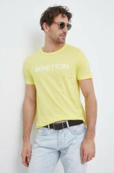 United Colors of Benetton tricou din bumbac culoarea galben, cu imprimeu PPYX-TSM142_11X
