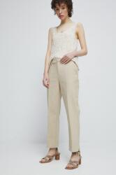 Medicine pantaloni femei, culoarea bej, drept, medium waist ZPYX-SPD702_08X