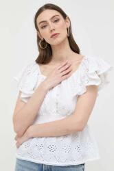 GUESS bluza din bumbac femei, culoarea alb, neted PPYX-TSD0AW_00X