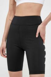 Kappa pantaloni scurți de antrenament culoarea negru, cu imprimeu, high waist PPYX-SZD0CM_99X