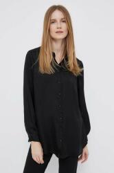 Sisley camasa femei, culoarea negru, cu guler clasic, regular PPYX-KDD0C4_99X