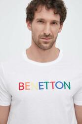 United Colors of Benetton tricou din bumbac culoarea alb, cu imprimeu PPYX-TSM13J_00X