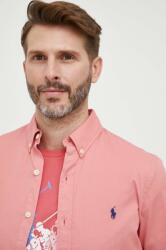 Ralph Lauren camasa din bumbac barbati, culoarea roz, cu guler button-down, slim PPYX-KDM0EZ_30X
