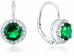 Beneto Ezüst fülbevaló zöld kristályokkal AGUC1157 - mall