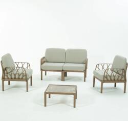 Novussi Greenland kerti bútor szett 2+1+1 dohányzóasztallal Kávé/Bézs