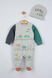 BabyJem Salopeta cu caciulita pentru bebelusi choo choo, tongs baby (culoare: verde, marime: 0-3 luni)