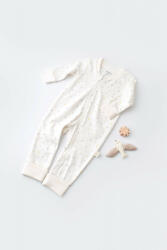 BabyJem Salopeta cu fermoar cu maneca lunga si panataloni lungi - 100%bumbac organic - ecru cu buline, baby cosy (marime: 3-6 luni)