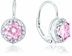 Beneto Ezüst fülbevaló rózsaszín kristályokkal AGUC1159 - mall