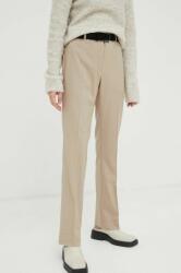 Bruuns Bazaar nadrág női, bézs, magas derekú egyenes - bézs 36 - answear - 31 990 Ft