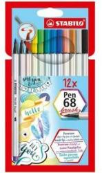 STABILO Pen 68 Brush Set de 12 pixuri multicolore