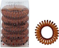 Rolling Hills Elastic-brățară pentru păr, maro - Rolling Hills 5 Traceless Hair Rings Coffee 5 buc