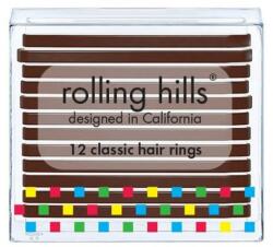 Rolling Hills Set elastice de păr - Rolling Hills Classic Hair Rings Brown 12 buc