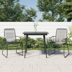 vidaXL Set cu masă pentru grădină, 3 piese, negru, ratan PVC (3060267)