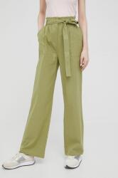 Pepe Jeans nadrág vászonkeverékből Lourdes női, zöld, magas derekú egyenes - zöld XS