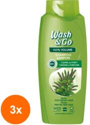 Wash&Go Set 3 x Sampon Wash&Go cu Extract de Ierburi, pentru Par Gras, 675 ml