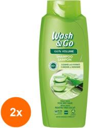 Wash&Go Set 2 x Sampon Wash&Go cu Extract de Aloe Vera, 675 ml