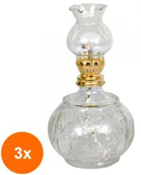 LCA Set 3 x Lampa Mare Rotunda cu Floare, pentru Ulei Parafinic, 19.5 cm (GIL-3xLCA-LMP-FLO)