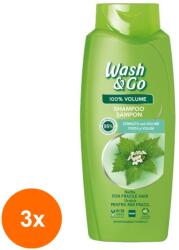 Wash&Go Set 3 x Sampon Wash&Go cu Extract de Urzica, pentru Par cu Tendinta de Rupere, 675 ml