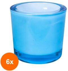 Bolsius Set 6 x Suport de Sticla Bolsius pentru Tealights 65 x 60 Albastru (GIL-6xLCA-SLT-65/60-BLU)