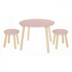 Jabadabado Asztal 2 székkel fából, pasztell rózsaszín H13231 (JabaH13231)