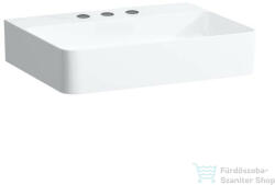 Laufen Val SaphirKeramik 55x42 cm-es túlfolyó nélküli csiszolt aljú mosdó 3 csaplyukkal, LCC Active bevonattal, fehér H816282A001581 (H816282A001581)