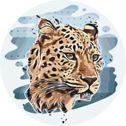  Festés számok szerint - Leopardfej Méret: 50x50cm, Keretezés: Kerek keret