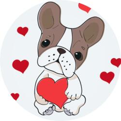  Festés számok szerint - Szívecskés kutya Méret: 50x50cm, Keretezés: Kerek keret
