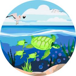  Festés számok szerint - Teknősök a tenger mélyén Méret: 50x50cm, Keretezés: Kerek keret