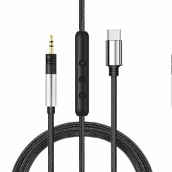 PadForce Cablu audio cu Microfon PadForce pentru casti Sennheiser Momentum 1.0, 2.0, 3.0, 4.0, HD1, conector Type-C, Lungime 1.50m