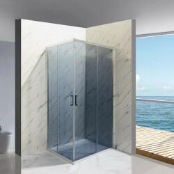 Diplon 100x80 cm aszimmetrikus szögletes két tolóajtós zuhanykabin, 5 mm edzett szürke üveggel, 190 cm magas (BR6692CG-80100)