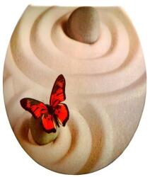Panitalia Lecsapódásgátlós duroplast WC ülőke bézs köves pillangós mintás, rozsdamentes fémzsanérral (939375)