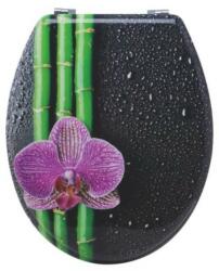 Quadrat Esős Orchideás mintás MDF WC ülőke rozsdamentes fémzsanérral (MDF8)
