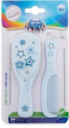 Canpol babies Newborn Baby Baby Brush With Comb Stars piepteni de păr Piaptan 1 buc + perie naturală pentru păr moale 1 buc pentru copii