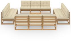 vidaXL Set mobilier de grădină cu perne, 13 piese, lemn masiv de pin (3076332)