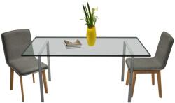 vidaXL Scaune bucătărie 2 buc, gri deschis, textil & lemn stejar masiv (241153)