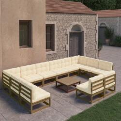 vidaXL Set mobilier grădină cu perne, 13 piese, maro, lemn masiv pin (3077242)