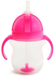  Munchkin itatópohár szívószálas súlyozott Tip and Sip 207ml 6hó rózsaszín - babycenter-online