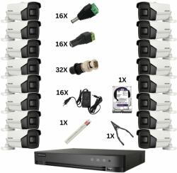 Hikvision Sistem de supraveghere Hikvision cu 16 camere, 8 Megapixeli, Infrarosu 60m, DVR 16 canale 8 Megapixeli, Hard, Accesorii (37560-)
